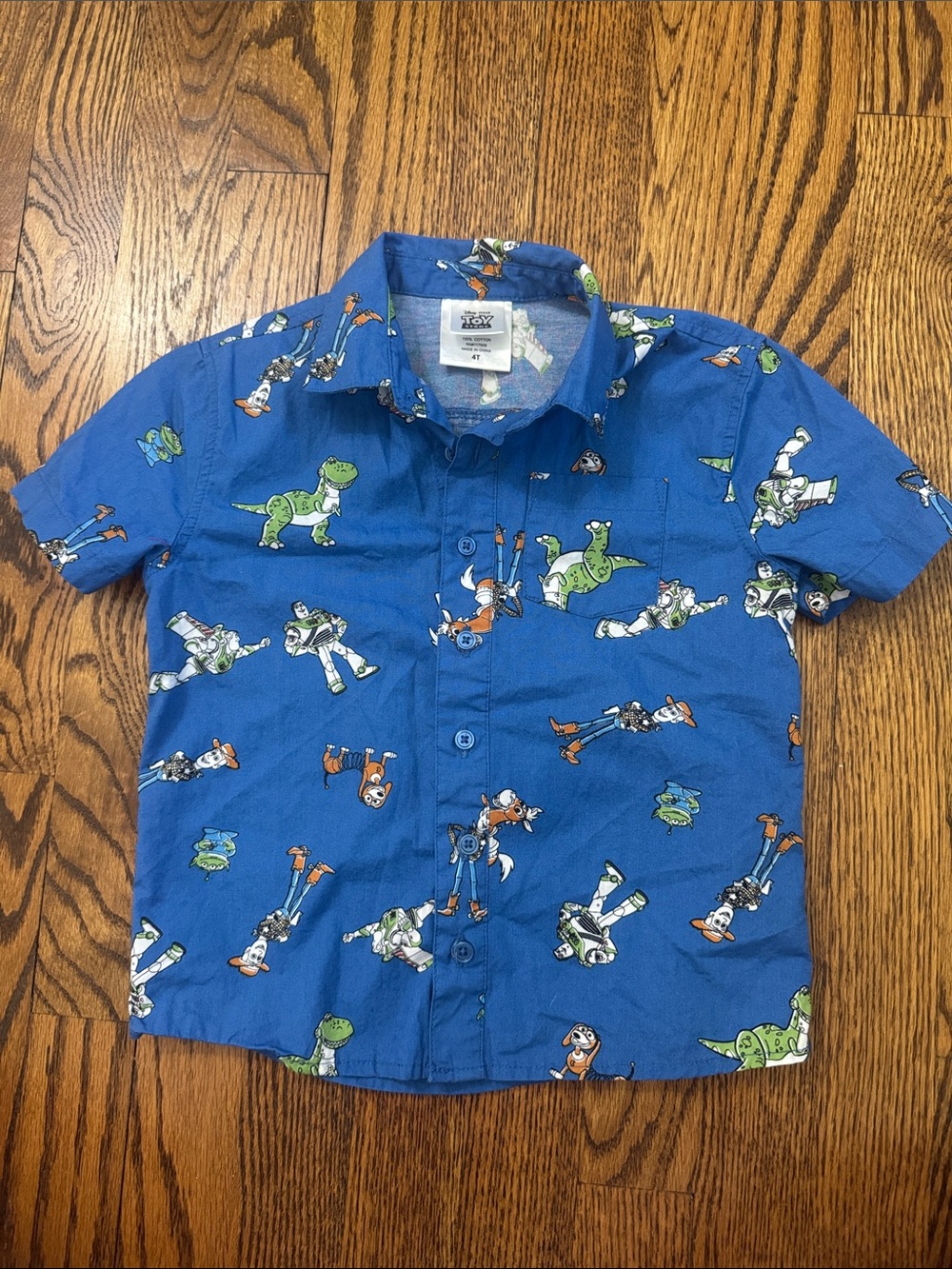 Disney Pixar Toy Story Button-Up Shirt 4T Buzz Woody Rex Toy Story 5